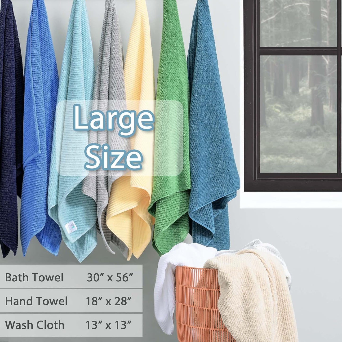 Blue Towels Set for Bathroom, Luxury 3 Piece Gift set, 100% Cotton | Quick Dry | Soft | Thick, 1 Large Bath 30" x 56", 1 Hand 18" x 28", 1 Wash Cloth 13" x 13", Bathroom Essentials, Navy