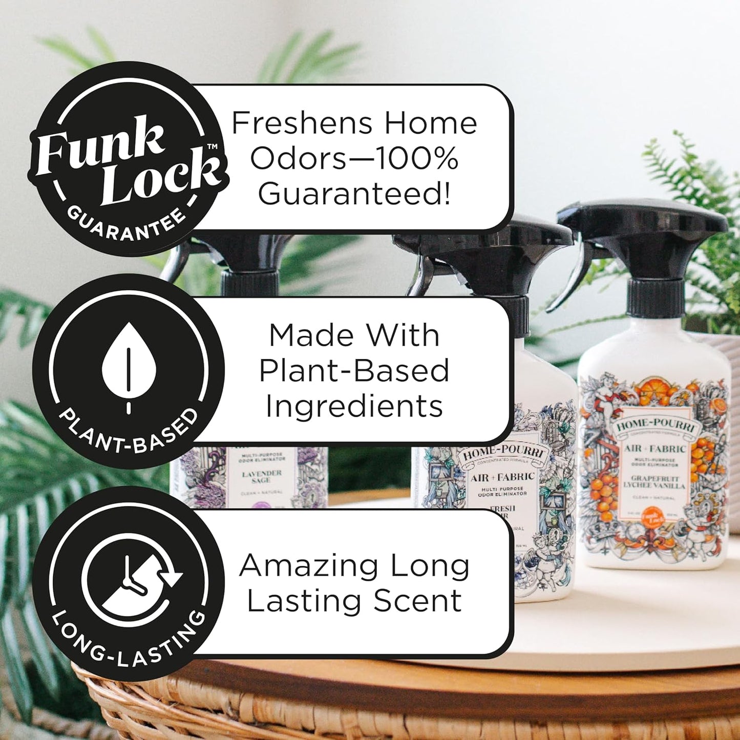 Home-Pourri Air + Fabric Multi-Purpose Odor Freshener Spray, Grapefruit Lychee Vanilla, 11 Fl Oz - Vanilla and Grapfruit Lychee