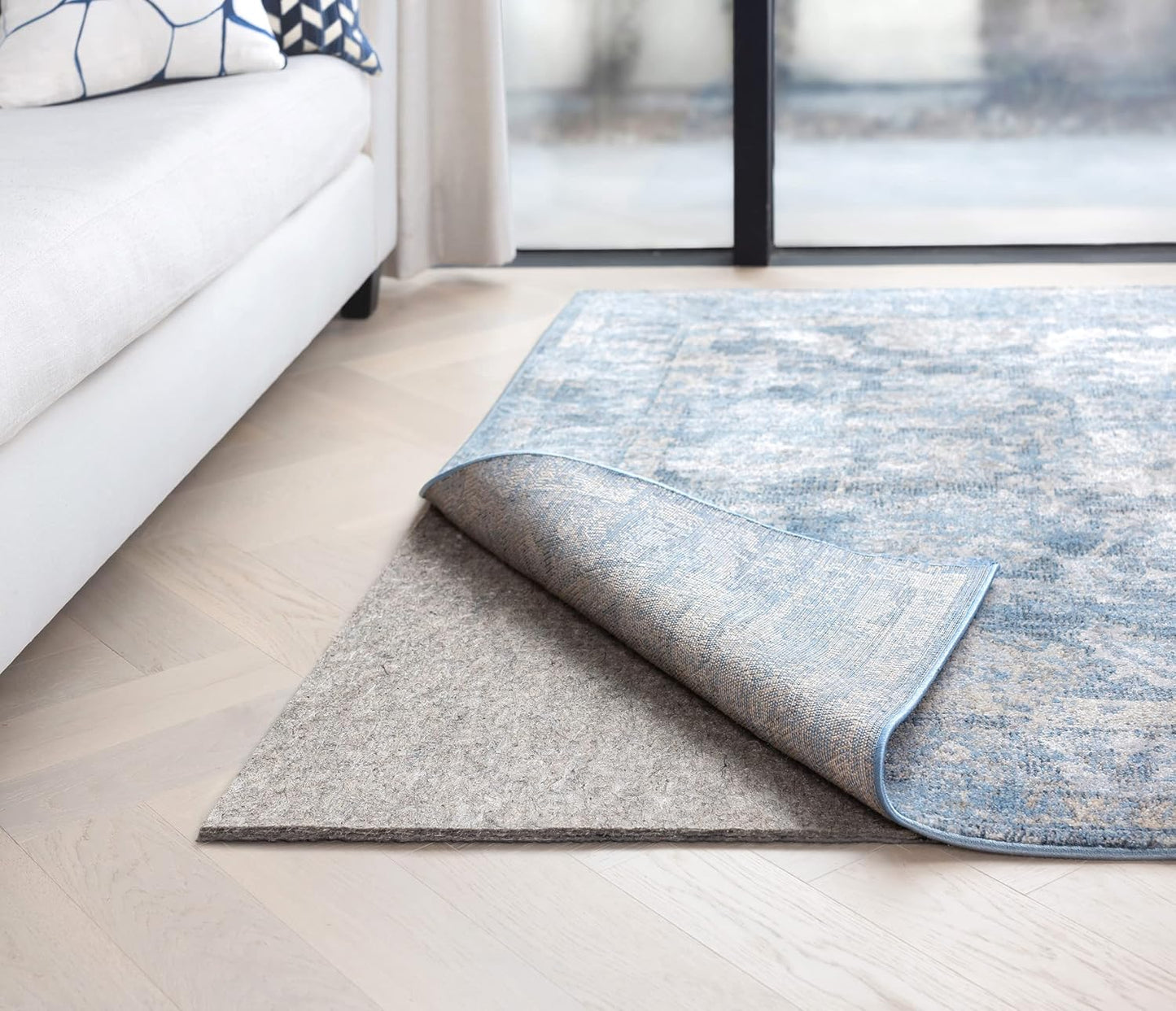 RUGPADUSA - Dual Surface - 5'x8' - 1/2" Thick - Felt + Rubber - Non-Slip Backing Rug Pad - Adds Comfort and Protection - for Hard Surface Floors