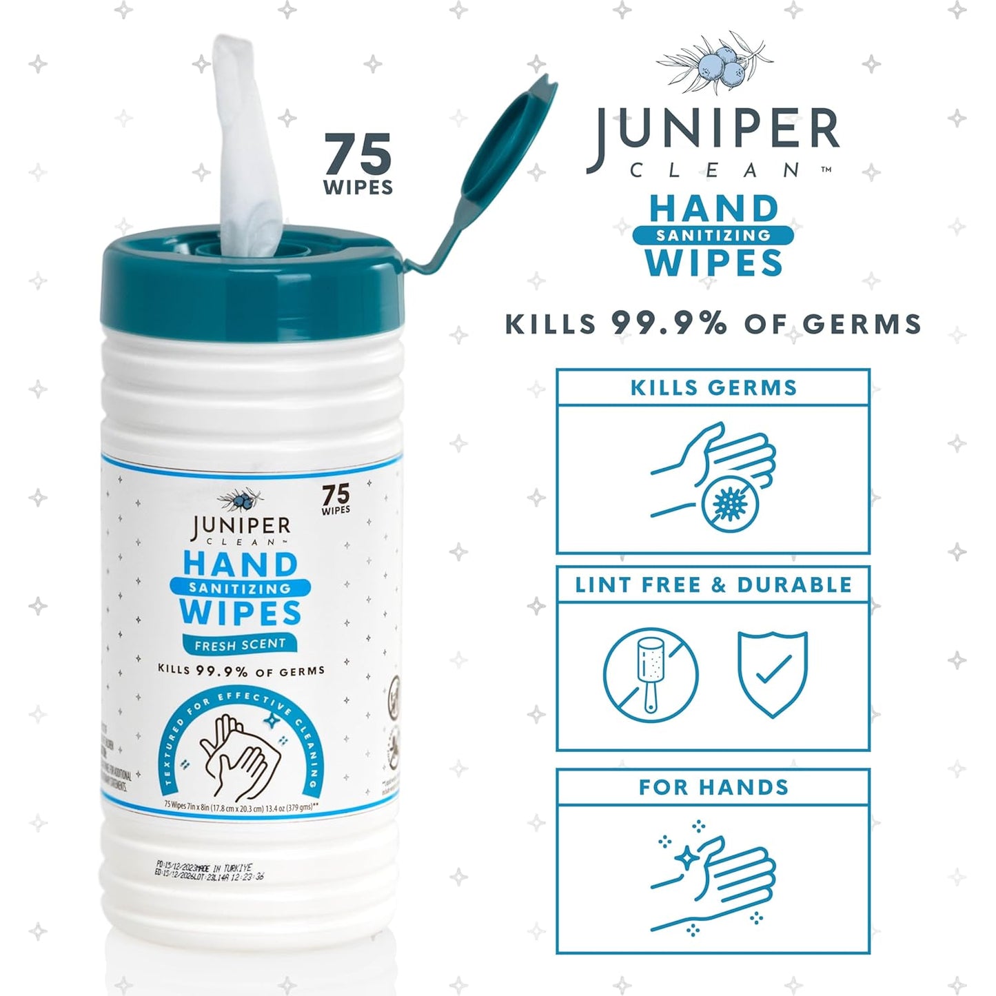 6 Pack Canister Hand Sanitizing Wipes, Alcohol Free 450 Count Canister Disposable Hand Sanitizer Wipes, Fresh Scent, Lint Free & Durable