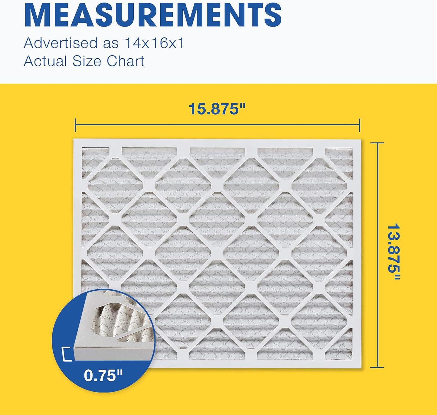 Aerostar 14x16x1 MERV 8-6 Count - High Efficiency Pleated HVAC, Furnace & Air Conditioner Filters - Removes Dust, Lint, Mold & Allergy-Causing Pollen