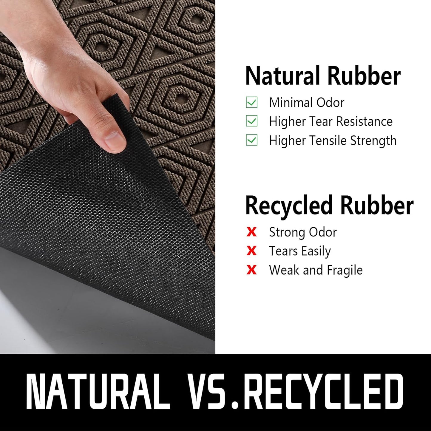 Yimobra Door Mat, Outdoor Indoor Entrance Welcome Mat, Heavy Entry Front Door Mat, Stain & Fade Resistant, Low Profile, Sturdy Rubber, Easy Clean Patio Floor Mat, Waterproof, 47 x 32, Brown