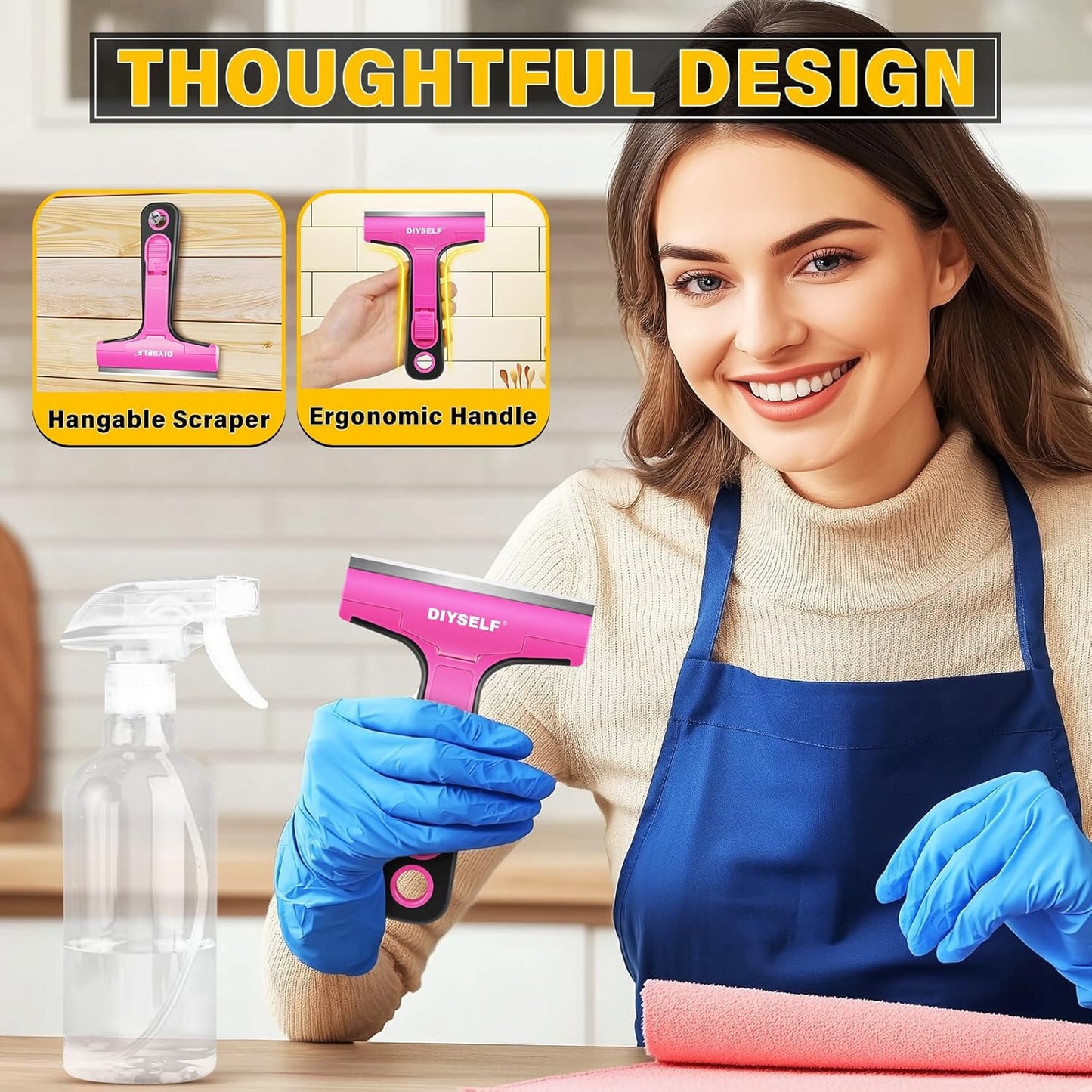 DIYSELF 1 Pack Razor Blade Scraper with 10 Extra Razor Blades, Scraper Tool, Glass Scraper for Cleaning, Glass Stove Top Scraper, Window Scraper, Paint, Cooktop, Oven Scraper, Razor Scraper Tool