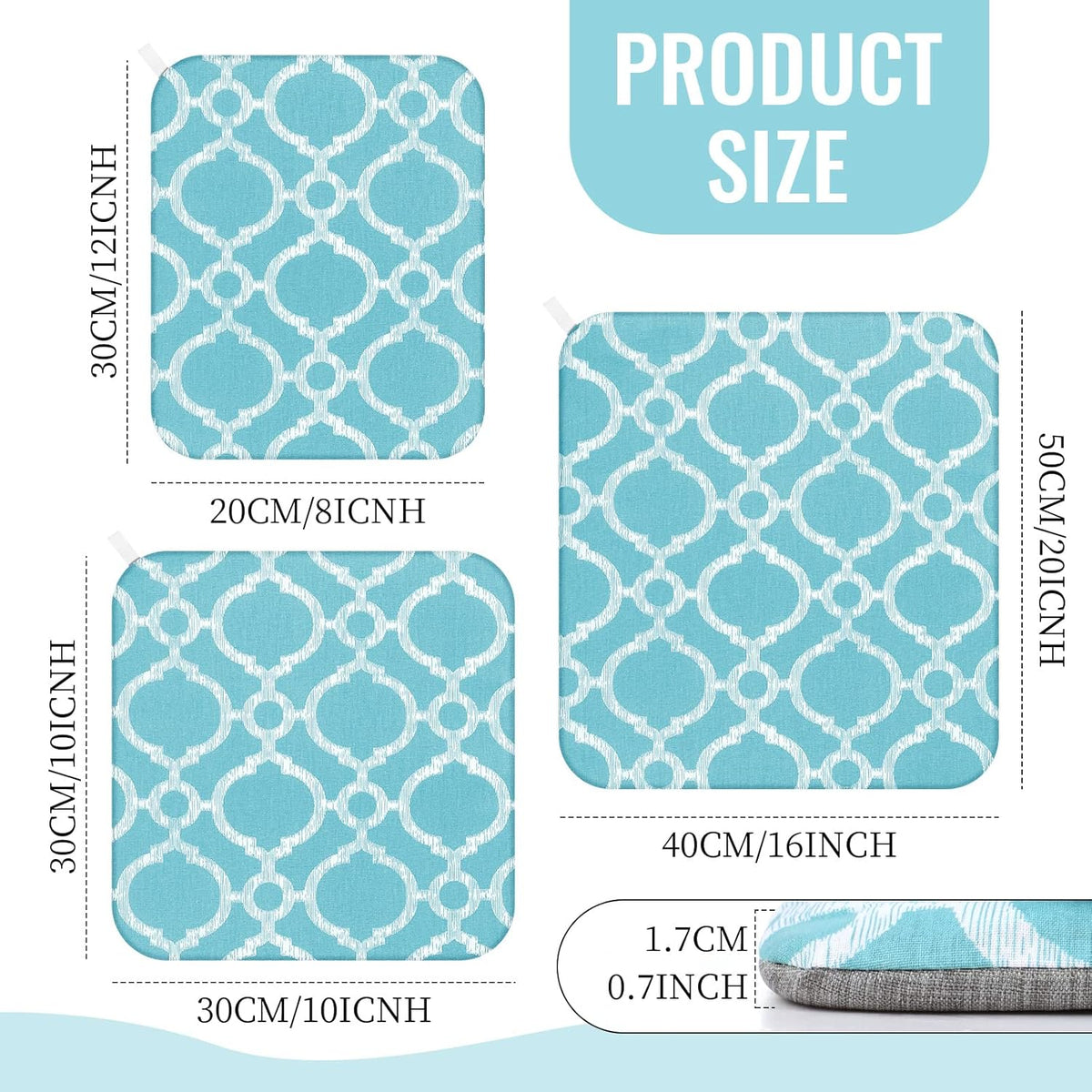 3 Pcs Heat Press Mats Compatible with Easypress 2 / Easypress Easy Press Mat Protective Resistant Double Sides Applicable Ironing Insulation for HTV Iron on Projects(Blue Lantern Pattern)