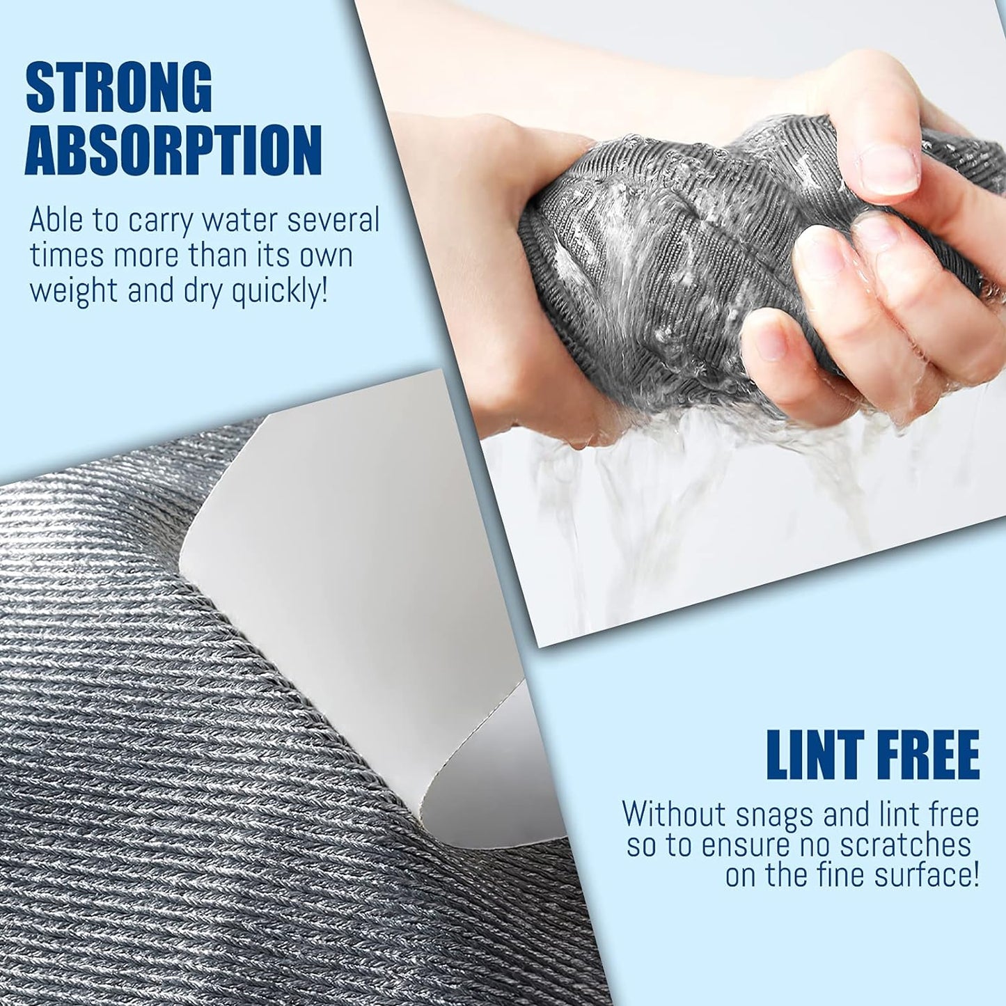 Streak Free Miracle Cleaning Cloth Easy Clean Pack of 8-12" x 16" Microfiber Dish Cloths Glass Polishing Lint Free for Kitchen Mirrors Wine Car