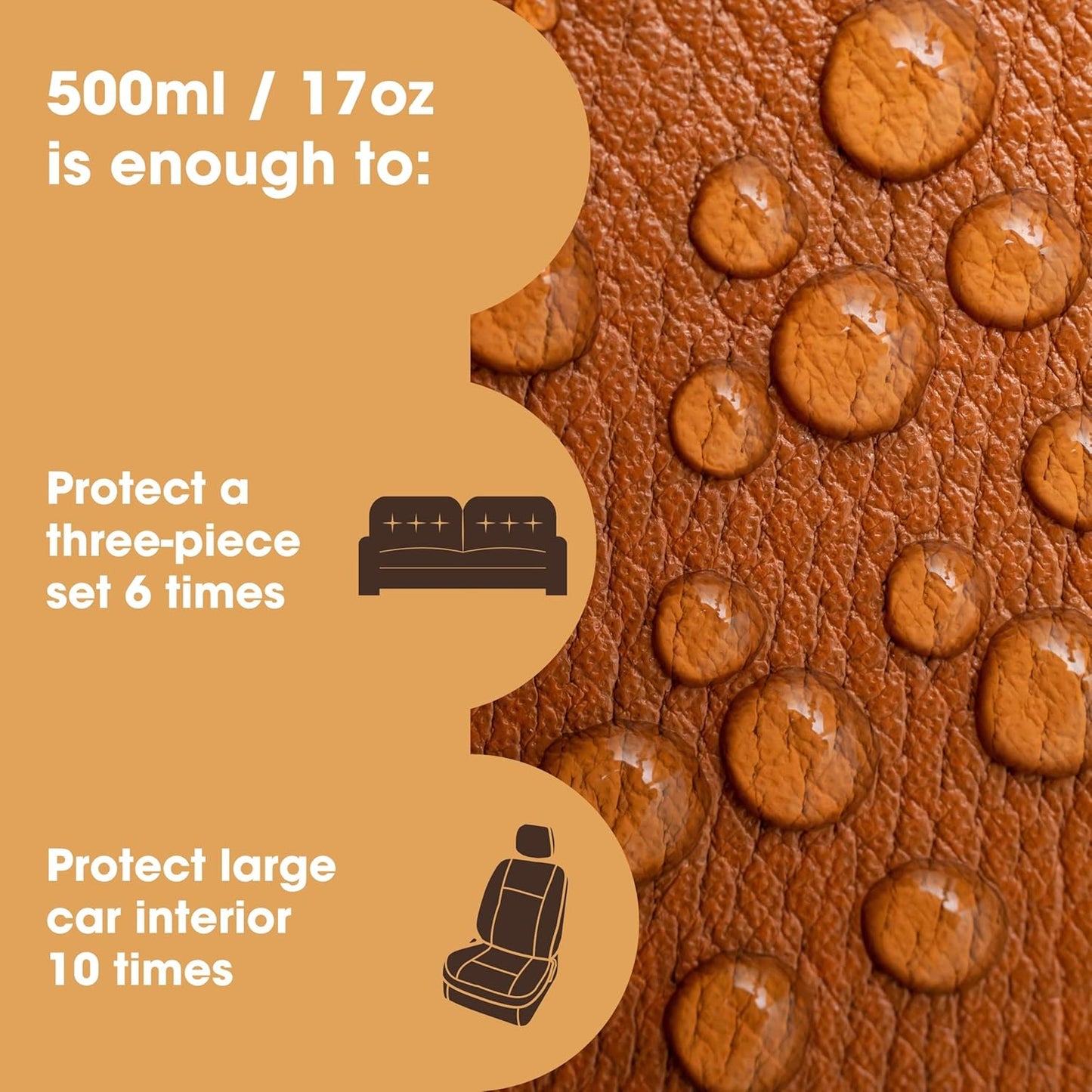 Furniture Clinic Leather Protection Cream | 2-in-1 Leather Conditioner & Waterproofing Protector for Furniture, Shoes, Car Seats & More | Prevent Stains While Nourishing | 17oz/ 500ml