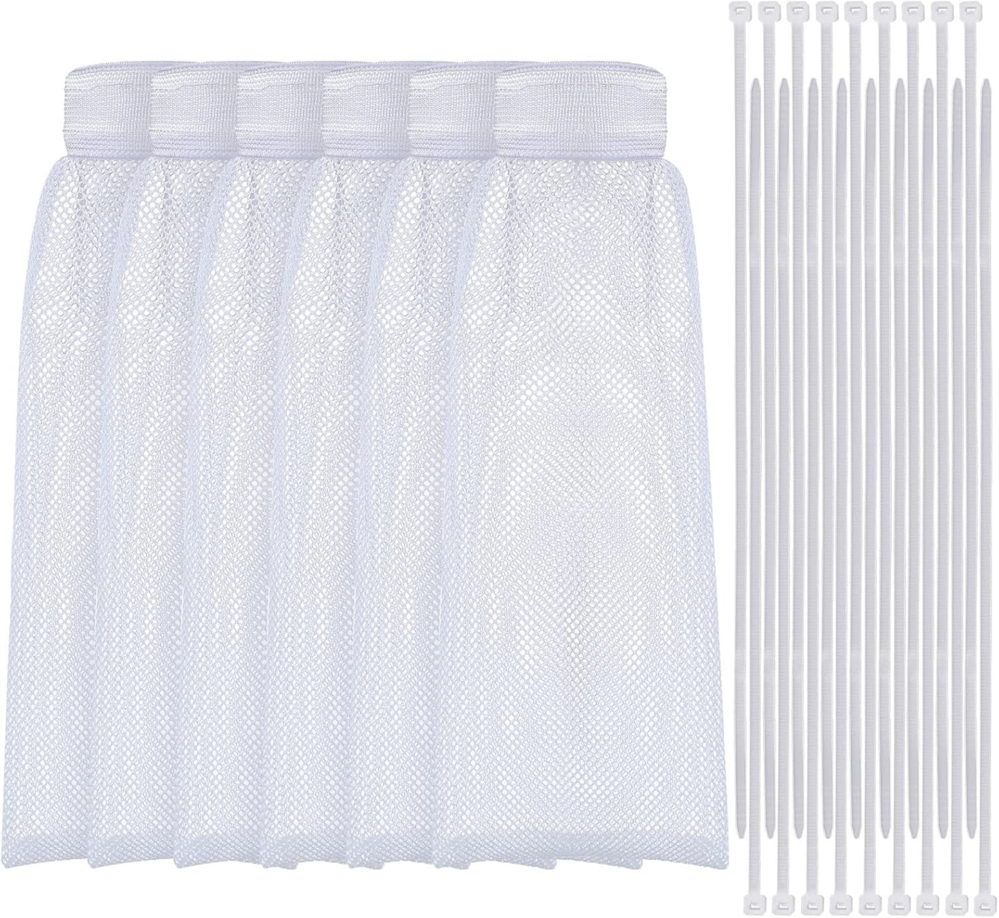 Shappy 24 Pieces Washing Machine Lint Traps and Cable Ties Set 6 Nylon Mesh Lint Trap for Discharge Hoses and 18 Cable Ties Fits Most Washing Machines(White)