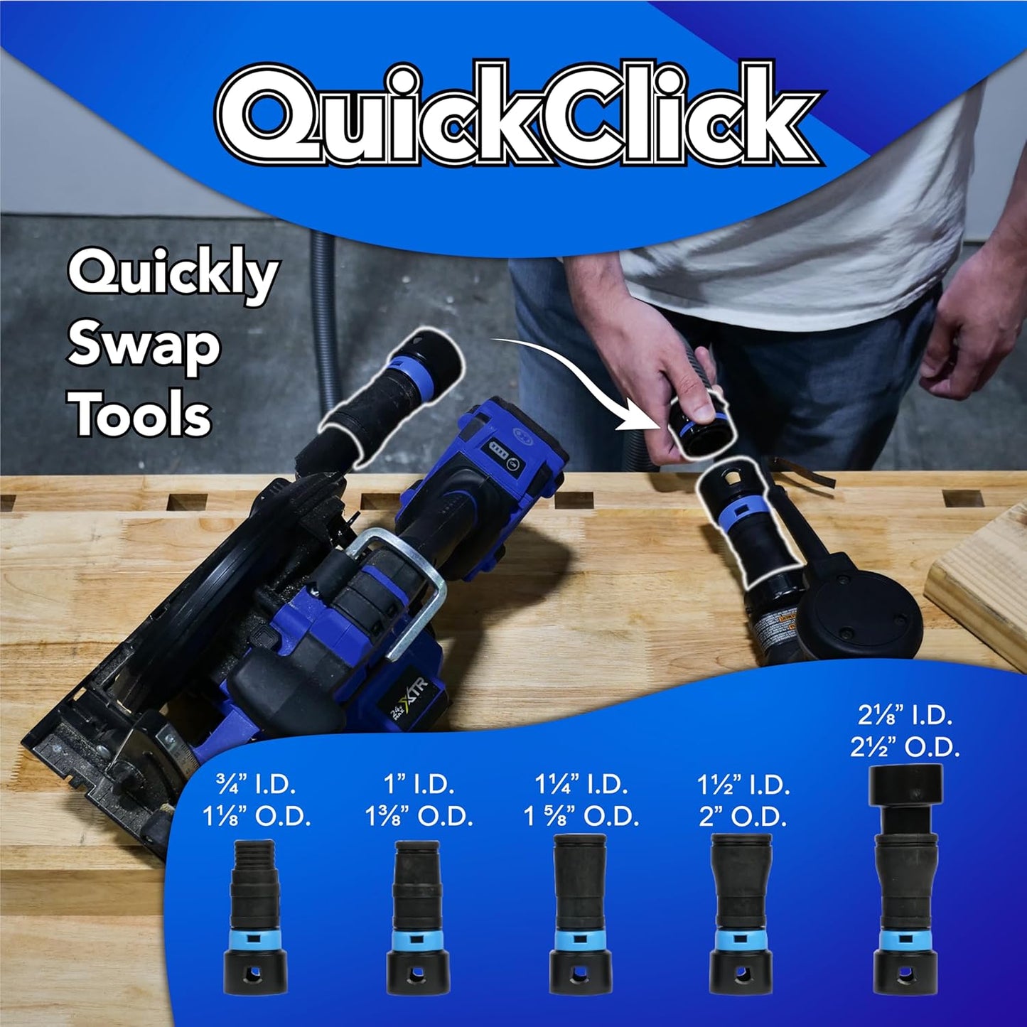 Cen-Tec Systems 95281 20 Ft. Home and Shop Vacuum Hose with Expanded Multi-Brand Power Tool Dust Collection Adapter Set and Full Attachment Kit, Black