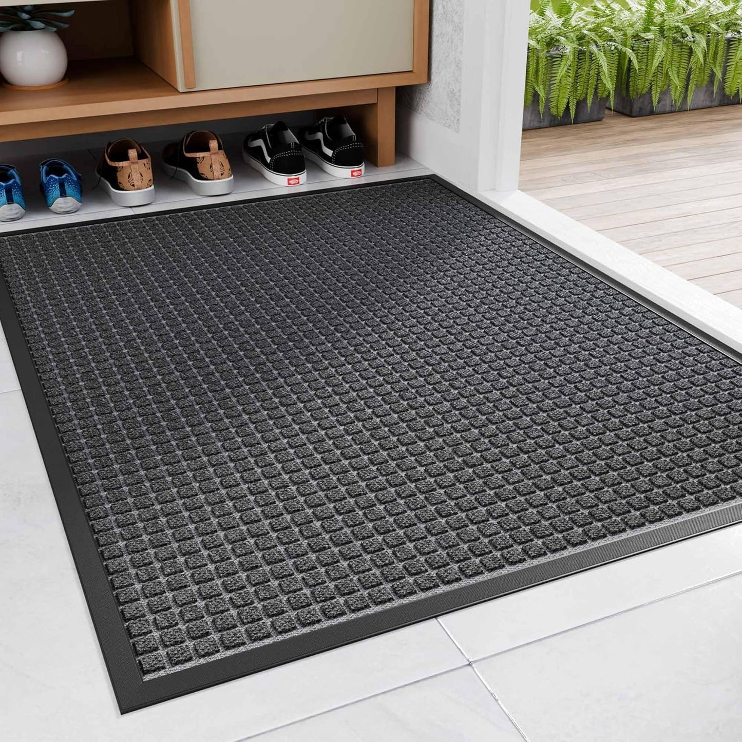 Amyracel Indoor Mat All Season Weather Outside Door Mats, 36"x48" Heavy Duty Rubber Backed Indoor Entrance Mat, Low Profile Doormat for Entryway, Waterproof Outdoor Welcome Door Mats