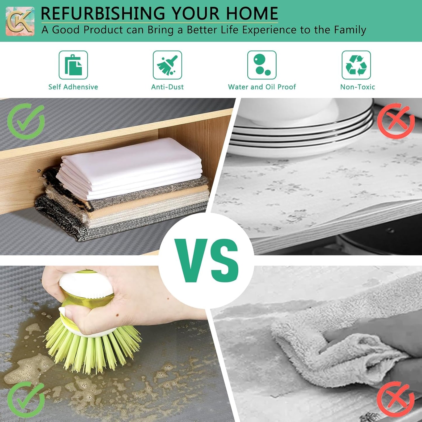 Self-Adhesive Shelf Liner Kitchen Liner, Waterproof Backed Paper Easy Peel and Stick Contact Liner Without Residue for Decor Your Desk Surface, Kitchen Countertops (Silver, 11.8 x 393.7 inches)