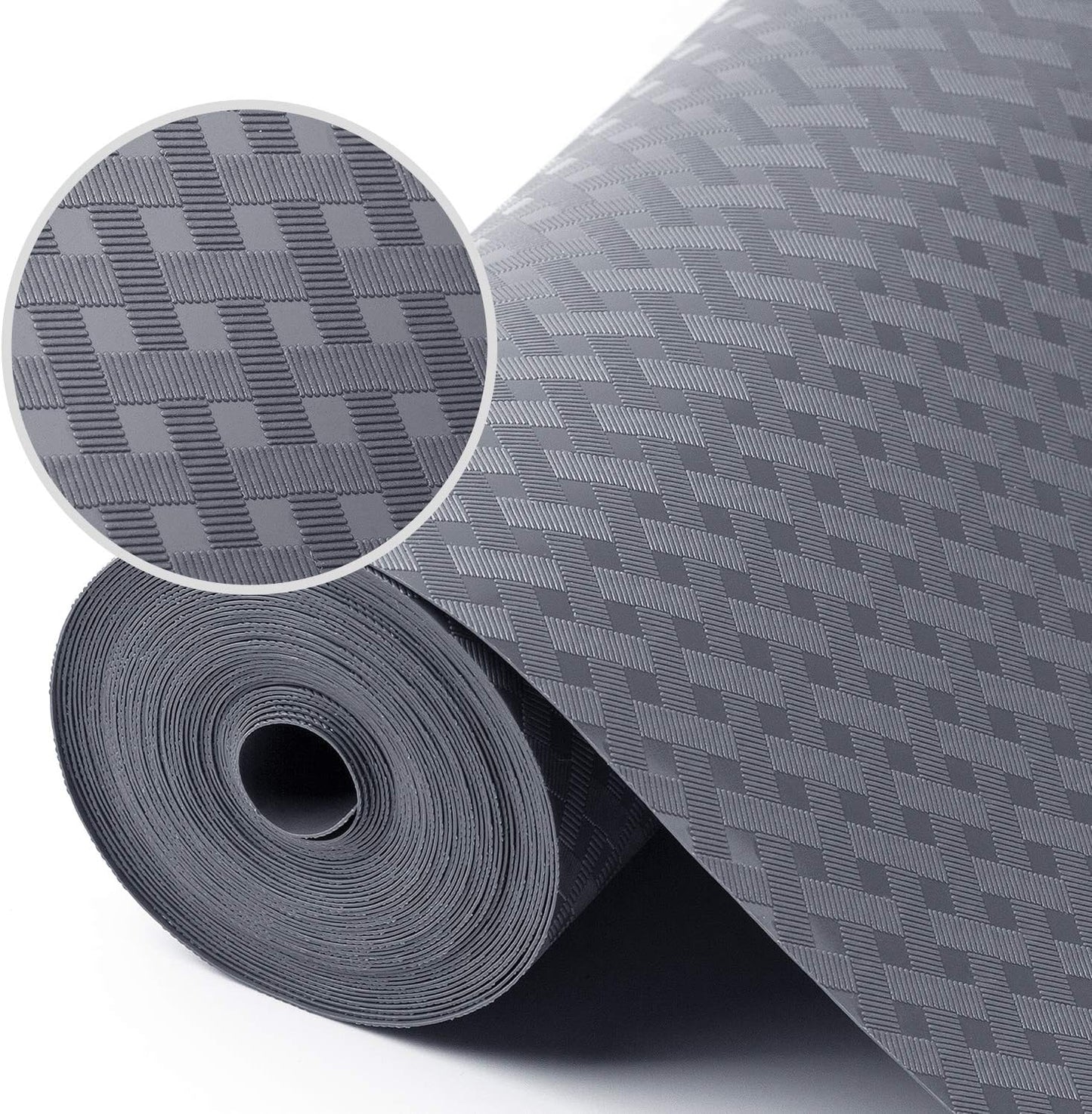 Shelf Liners for Kitchen Cabinets Refrigerator Liners Waterproof Kitchen Cupboard Liner Durable Plastic Drawer Mats EVA Material Non Adhesive Fridge Mats for Shelves - Gray 17.5 x 236.2 Inches