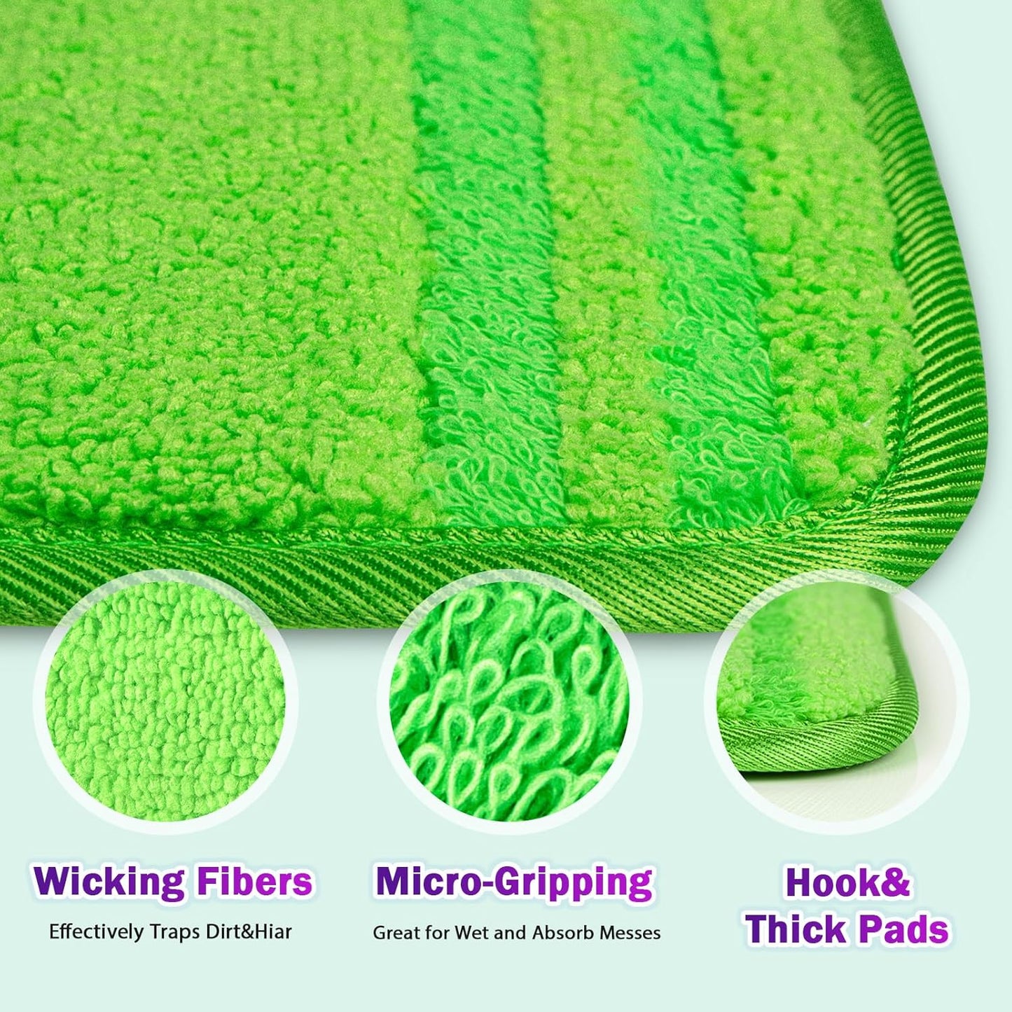 Orighty Reusable Mop Pads Compatible with Swiffer WetJet - Microfiber Pad Refill Machine Washable for Household Cleaning - Cleaning Floor Mop Head Pads Work Wet and Dry - Pack of 8