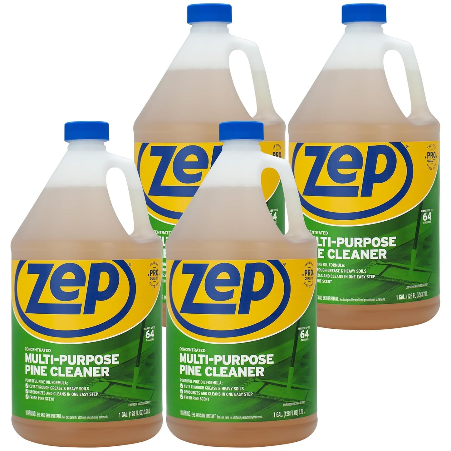 Zep Concentrated Multi-Purpose Pine Cleaner - 128 oz (Case of 4)- ZUMPP128 - Multi-Purpose Cleaner for Professional, Commercial and Household Use, From the Bathroom to Kitchens and Dining Rooms