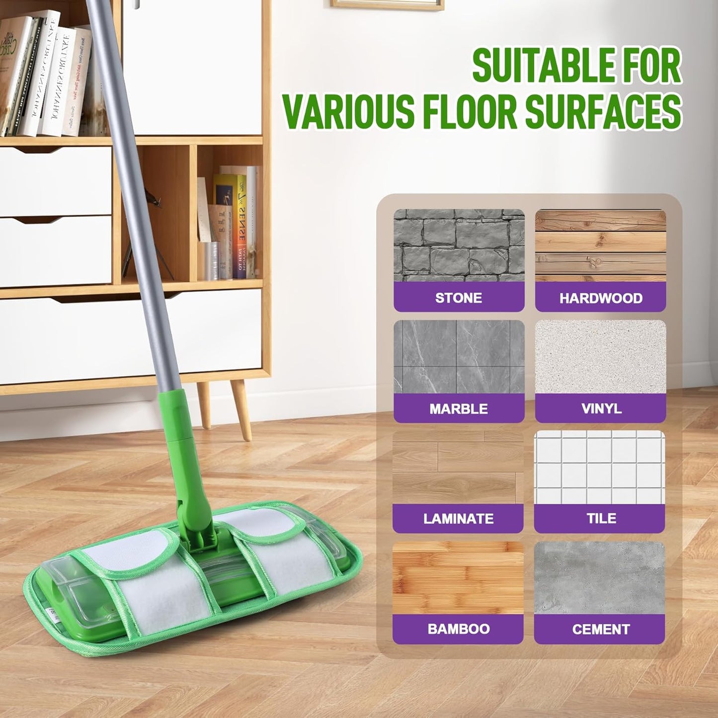 6 Pack Reusable Mop Pads for Swiffer WetJet Sweeper Mops, Microfiber Washable Floor Mop Refills Wet and Dry Use Replacement Pads for Hardwood, Tile, Laminate Floor Cleaning