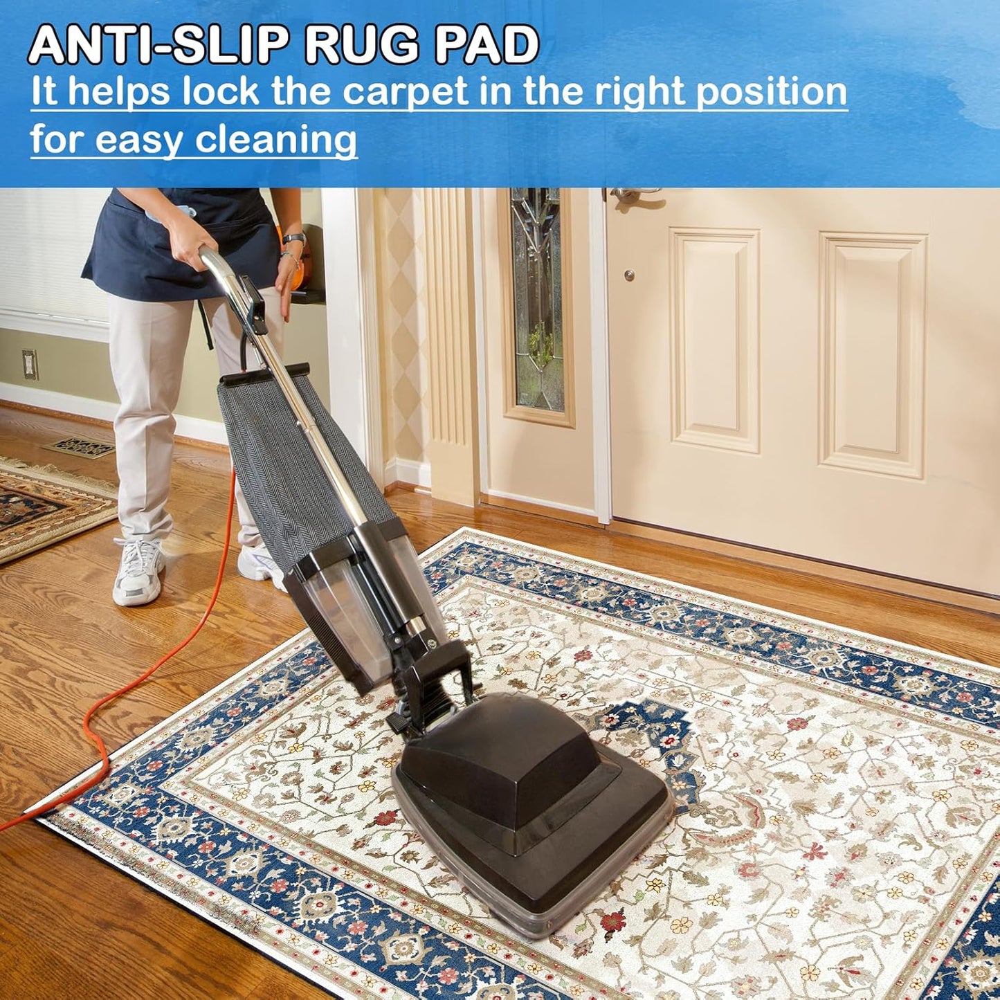 Non-Slip Rug Pads 1/4” Thick, 2x8Ft Waterproof Rugs Non Skid Rug Pad for All Floors and Finishes Durable Hardwood Floor Protective Felt Keeps Rugs in Place, Safe and Secure