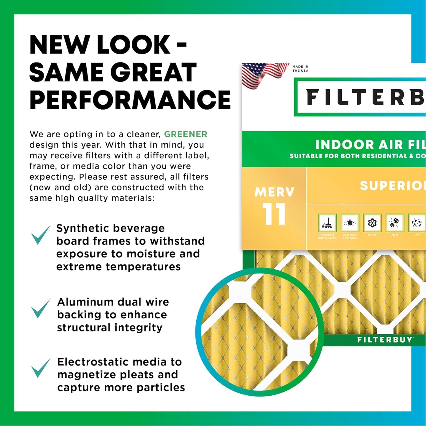 Filterbuy 12x24x1 Air Filter MERV 11 (MPR 1200) Allergen Defense Replacement (4-Pack), Electrostatic Pleated HVAC AC Furnace Filters, Made in USA (Actual Size: 11.50 x 23.50 x 0.75)