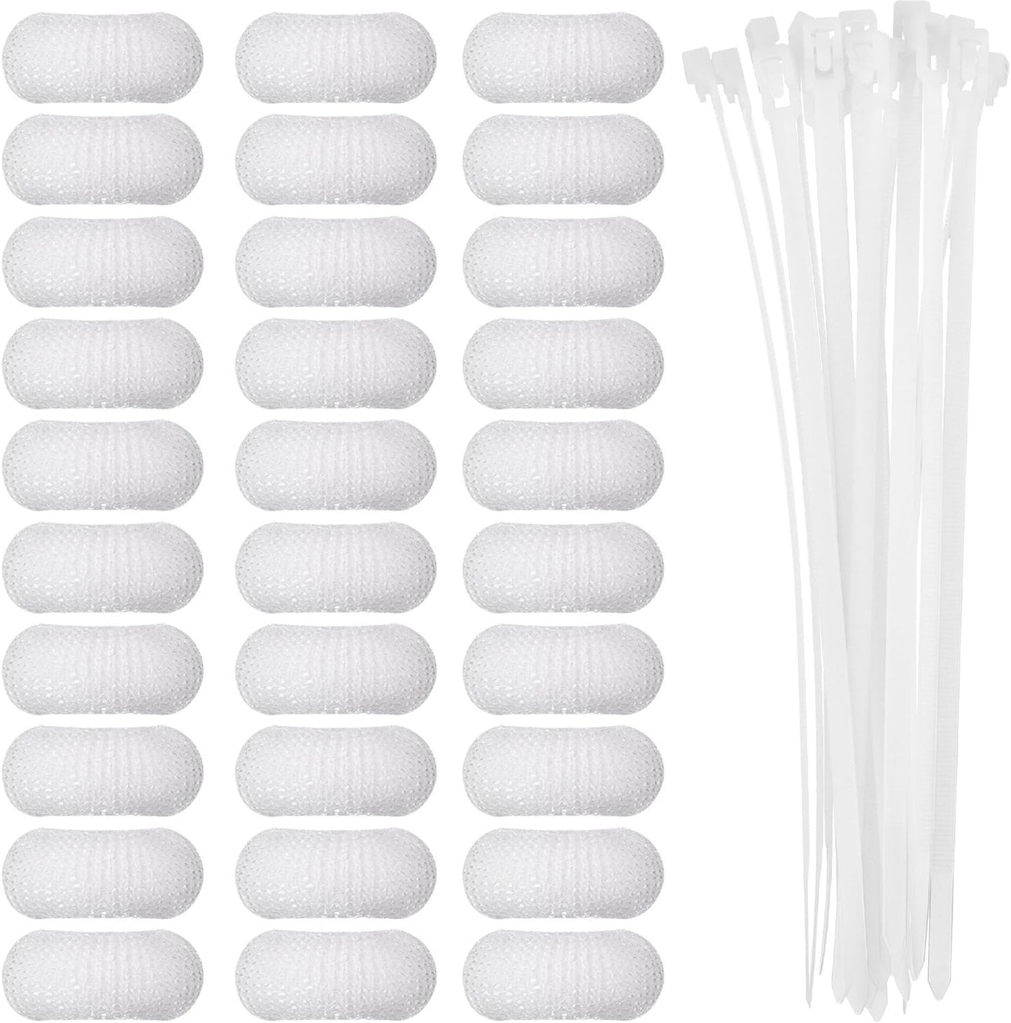 Sumind 30 Pack Nylon Lint Trap Washing Machine Lint Fabric Mesh Snare Washer Lint Catcher with 30 Pack Cable Ties