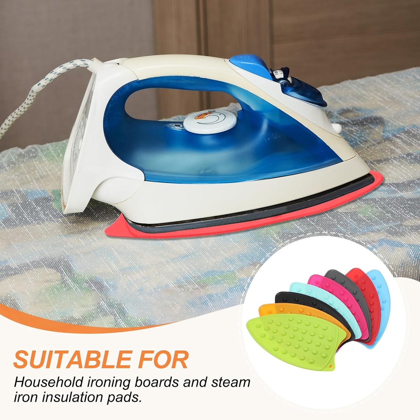 PATIKIL Silicone Iron Rest Pad, Multipurpose Hot Heat Resistant Iron Rest Plate Protective Pad for Ironing Board Hot Resistant Steamer Steam Compact Mat, Red