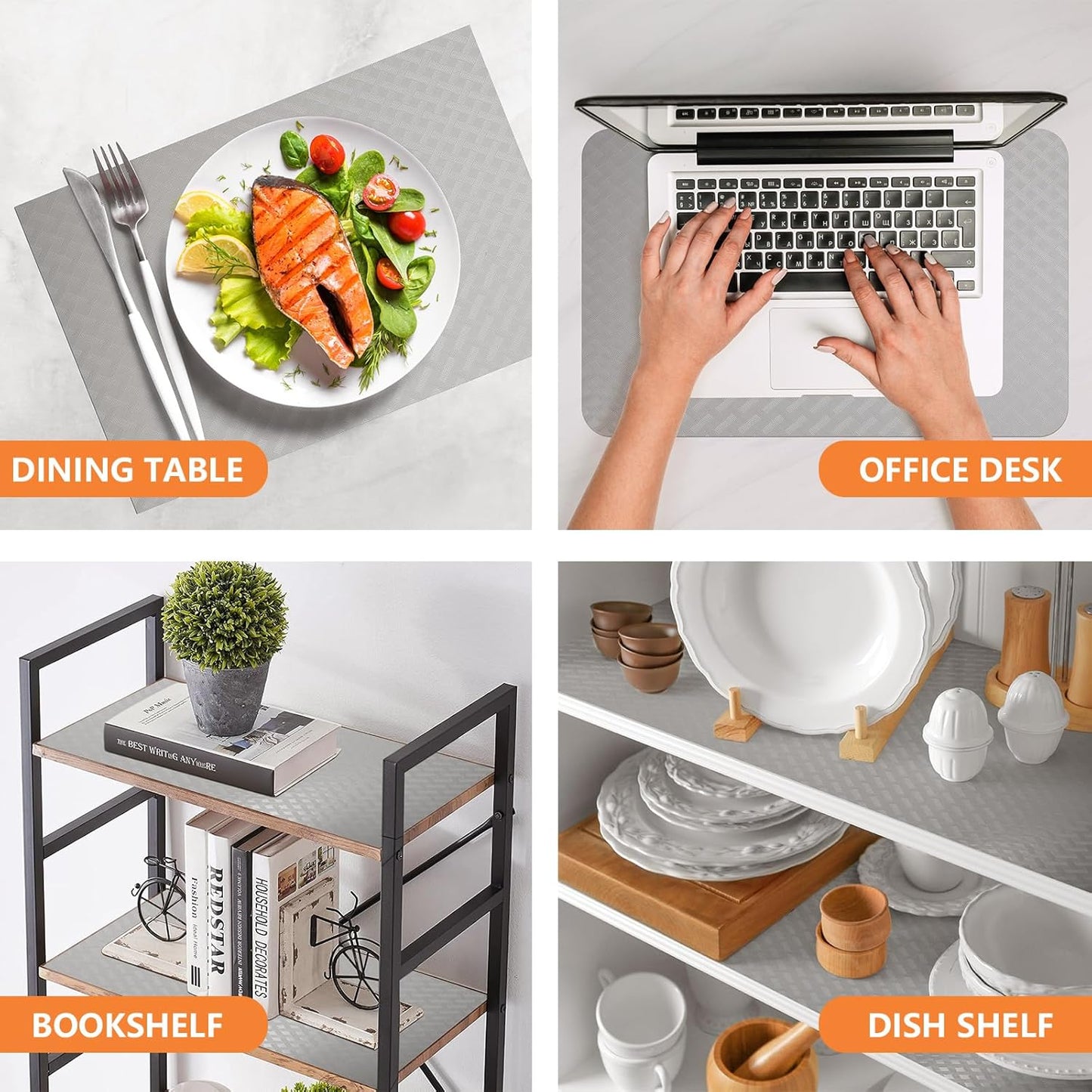 Light Gray Shelf Liners for Kitchen Cabinets Refrigerator Liners Waterproof & Oil-Proof Kitchen Cupboard Liner Drawer Mats EVA Material Non Adhesive Fridge Liner for Shelves 11.8 x 59 Inches
