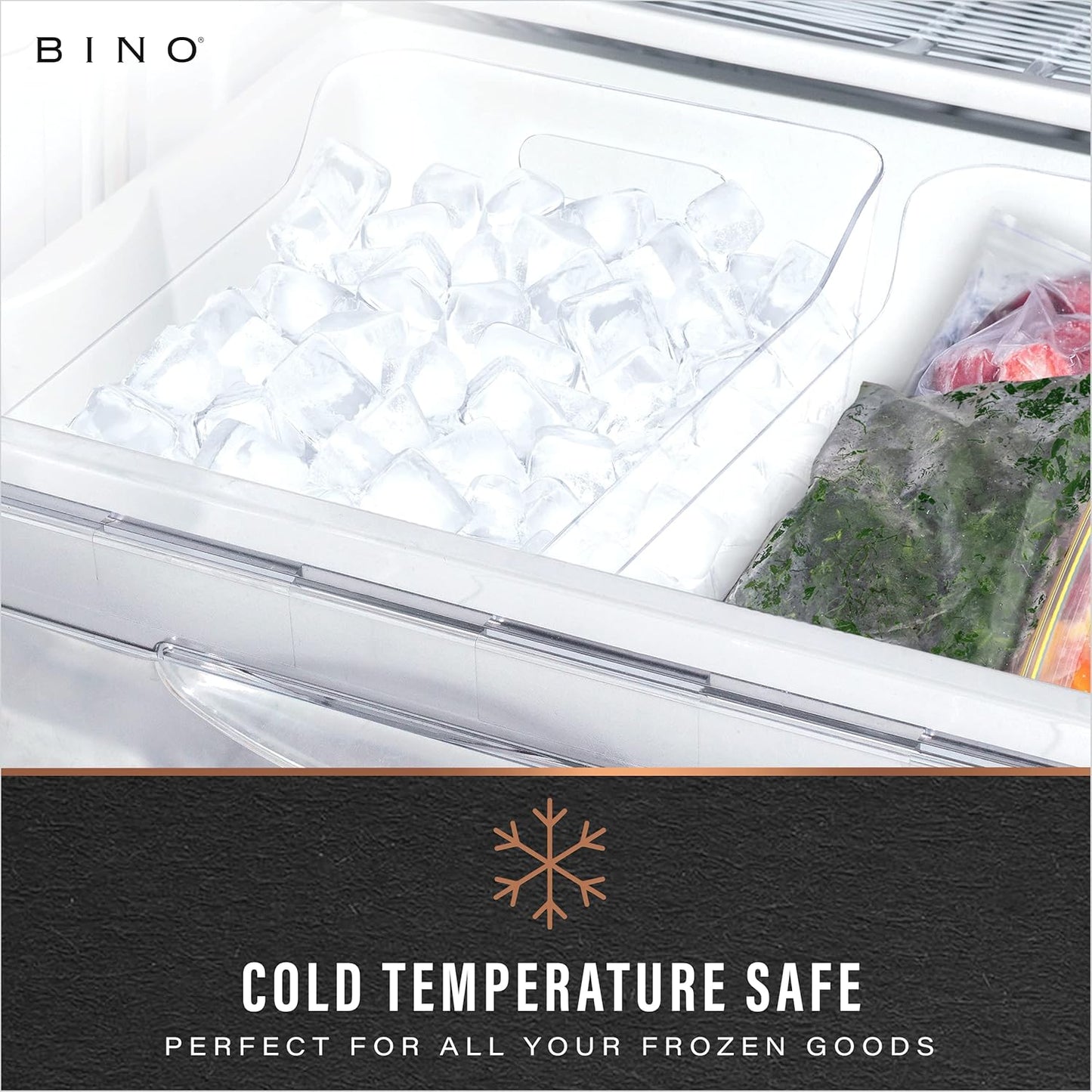 BINO | Plastic Storage Bins, Large - 2 Pack, Clear | THE SOHO COLLECTION | Pantry Organizers and Storage Containers | Fridge Organizer Bins | Kitchen Cabinet Organizer | Medicine Cabinet Bin