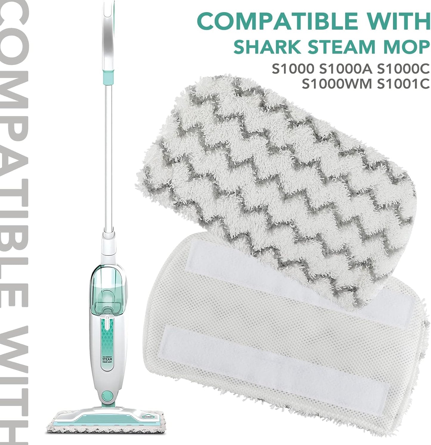 Sgizoku S1000 S2001 Steam Mop Replacement Pads for Shark Steam Mop S1000 S1000A S1000C S1000WM S10001C S1200 & S2001 SteamSpot Steam Mop - Dirt Grip, Washable & Reusable for All Floor Clean - 5Pack