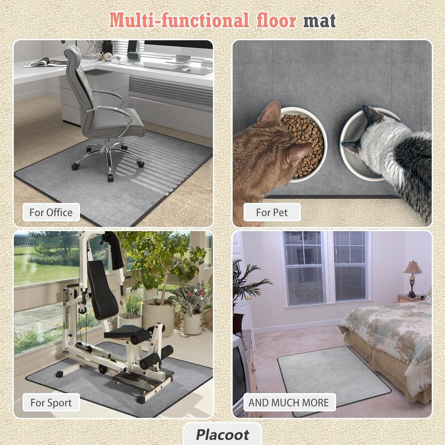 Heavy Duty Office Chair Mat for Carpet and Hardwood Floor Bohemian Desk Chair Mat Rug 36'' x 48'' Corduroy Surface Floor mats for Office Home