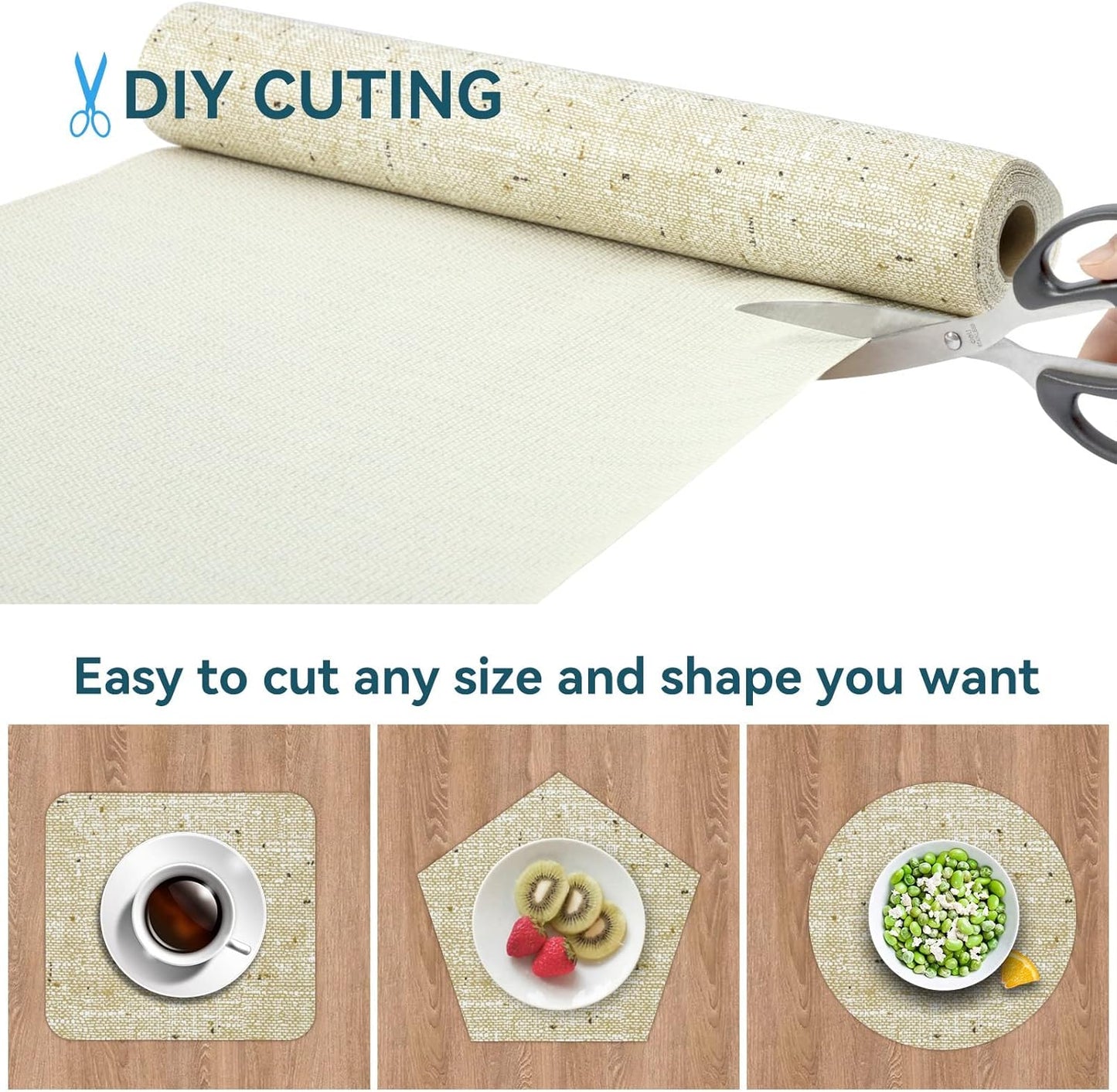 Shelf Liner 20 x 72 Inch 2 Rolls Shelf Liner Non Adhesive, Drawer Liner Non Slip Kitchen Mat Waterproof Oil-Proof for Kitchen Cabinet, Shelves, Refrigerator, Storage, Desks, Easy to Trim