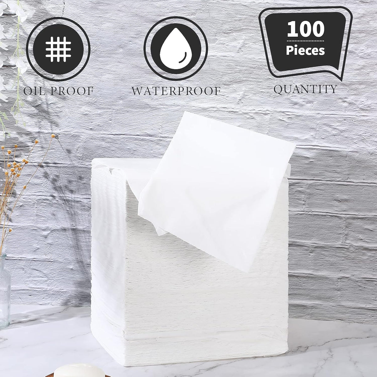 Breling 100 Pcs 31.5 x 71 Inch Disposable Bed Sheets Oil-proof PE Film Massage Table Sheets Non-woven Fabric Spa Waterproof Bed Cover Breathable for Beauty Salon Hotels Tattoo Waxing(White)