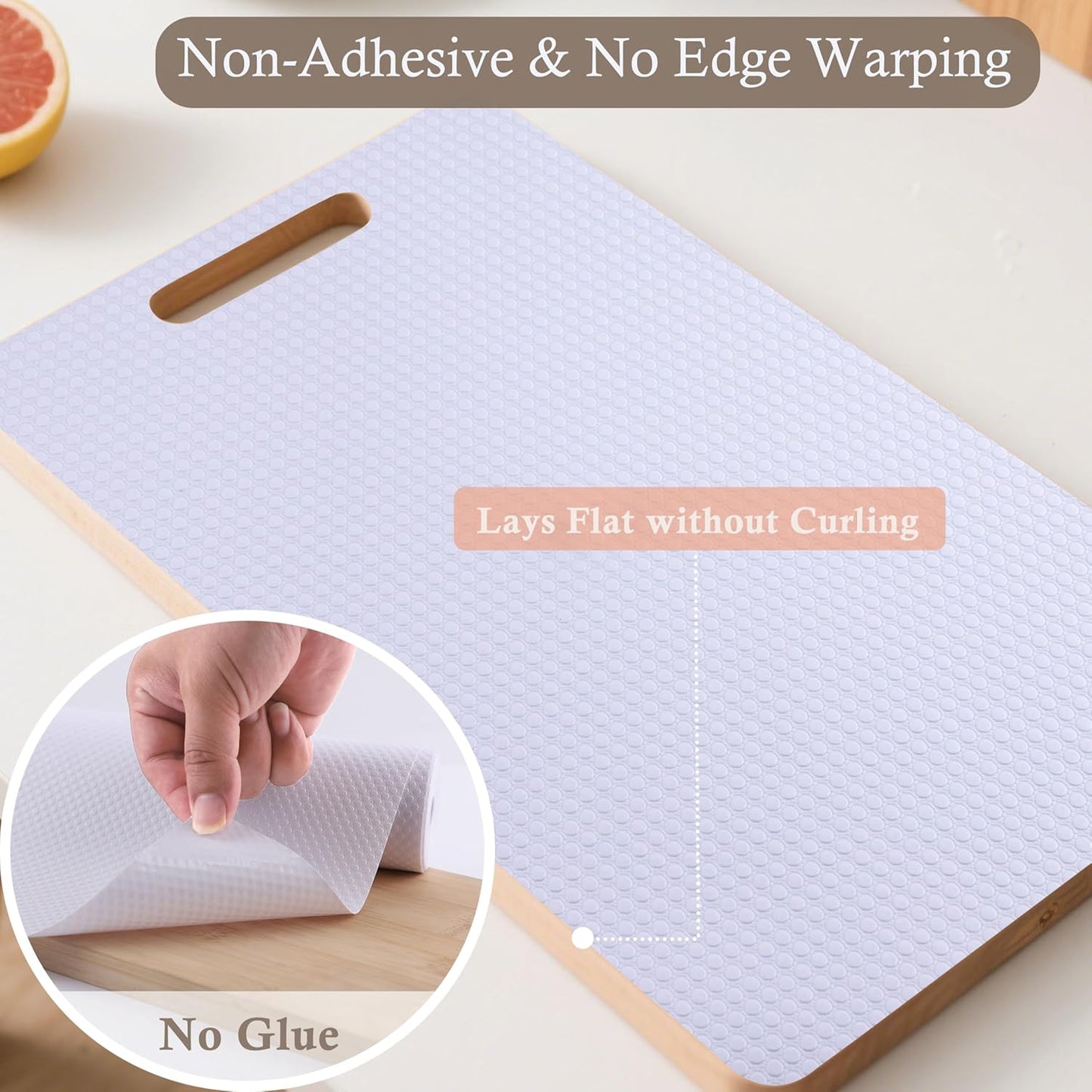 Shelf Liner Non-Slip 16 Inch Wide X 20 Ft Kitchen Cabinet Drawer Liners Waterproof & Oil-Proof Drawer Liners for Cupboard Pantry Non Adhesive Refrigerator Shelf Liner Strong Grip Cabinet Mat (White)