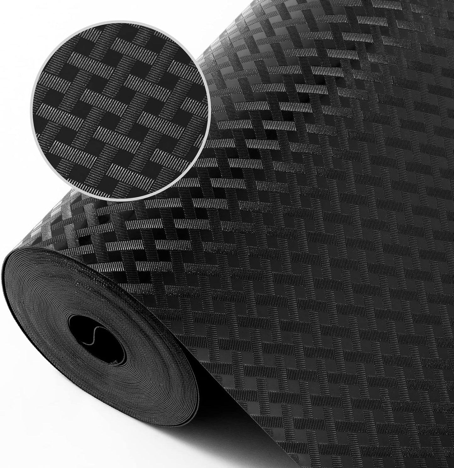 Shelf Liners for Kitchen Cabinets Refrigerator Liners Waterproof Kitchen Cupboard Liner Non-Slip Drawer Mats EVA Material Non Adhesive Fridge Liner for Shelves - Black（17.5 x 236.2 Inches x 2 Rolls