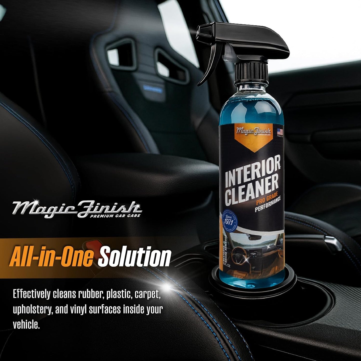 Magic Finish Interior Cleaning Spray (16 fl oz) – All-in-One Car Cleaner Spray for Seats, Dashboards & Consoles – Fast-Acting Car Cleaning Supplies for Rubber, Plastic, Carpet & Upholstery
