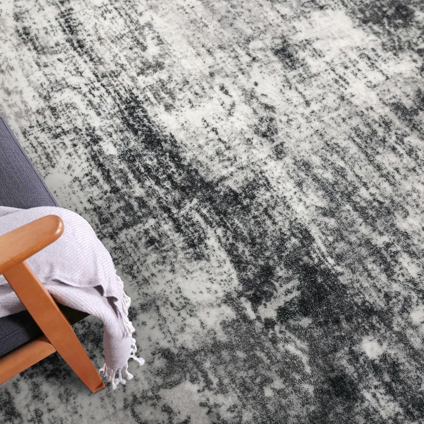 IOHOUZE Abstract Runner Rug 3x14 Ft Washable Runners for Hallways, Non Slip Kitchen Runner Printed Faux Wool Entryway Runner Indoor, Modern Abstract Floor Carpet for Hall Stair, Black Grey