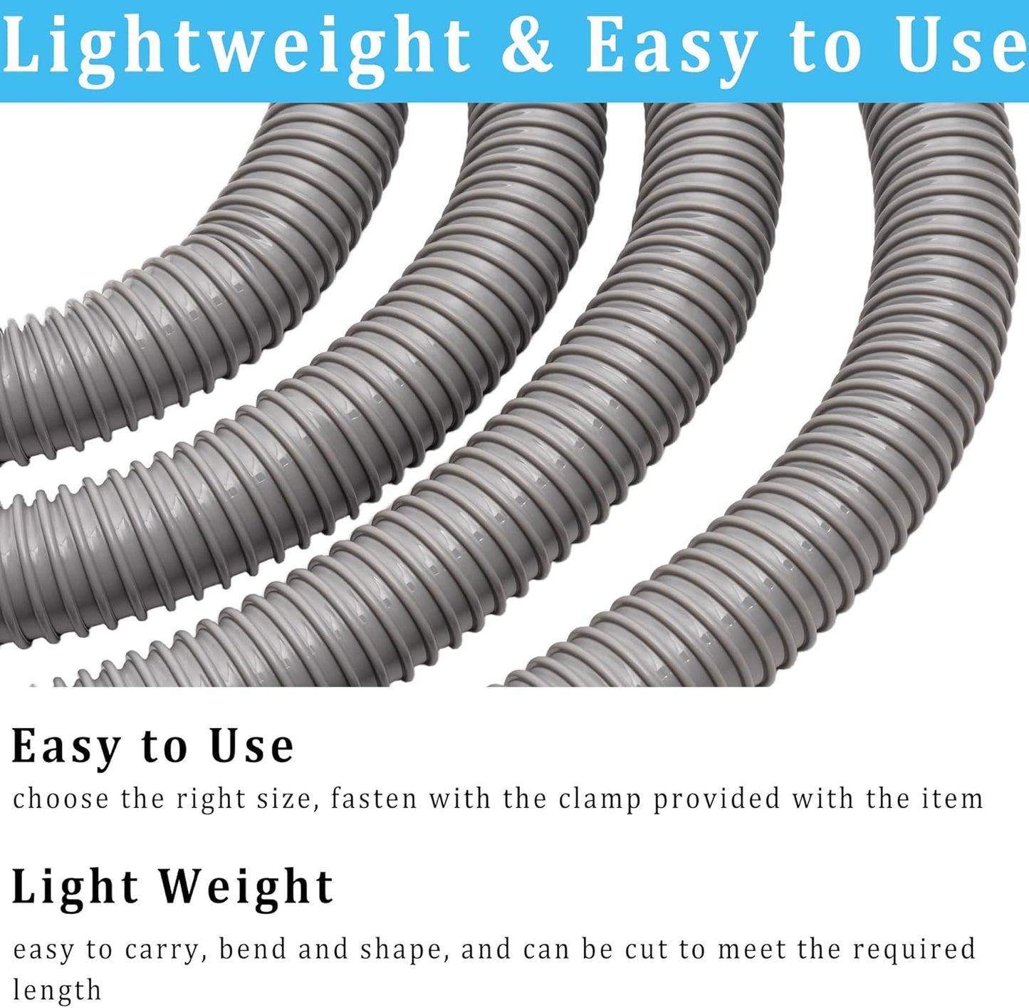 Dust Collection Hose 2 in × 5 ft Heavy Duty Flexible PVC Reinforced Thicken Helix Suction Discharge Corrugated Pipe Hose for Fume Dust Collector Fitting Wood Chip Saw (2 inch gray hose)