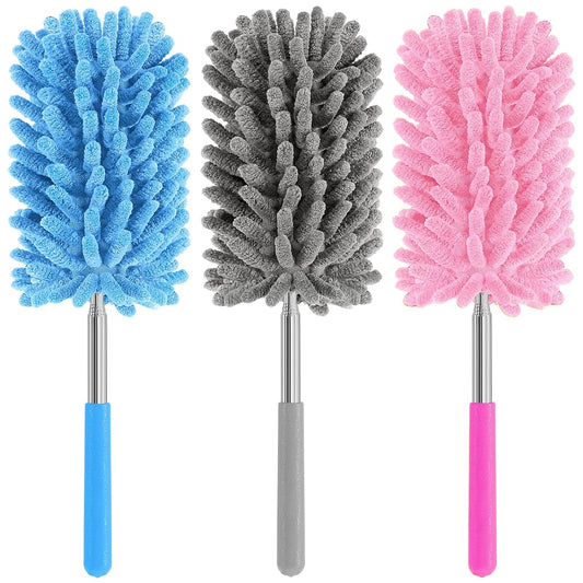Mini Duster for Cleaning, 360° Bendable Hand Dusters with Extension Pole, Washable Small Duster for Car Interior, Office, Furniture