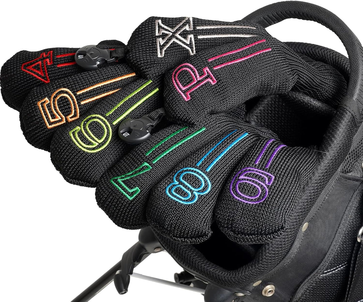 mytag 8PCS Golf Hybrid Iron Covers Set, Knit Hybrid Head Covers, Fits Cobra T Rail, Cleveland Launcher, Wilson Launch Pad, Tour Edge Hot Launch - Customizable