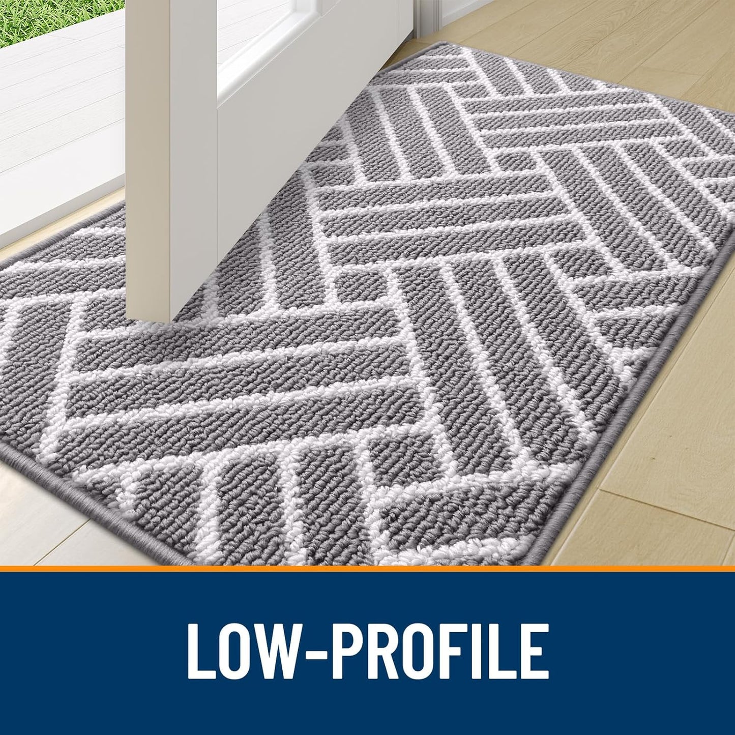 OLANLY Runner Indoor Door Mat, 70x23 Inch, Dirt Resistant and Absorbent, Non-Slip Rubber Backing Floor Mats, Easy Clean Low-Profile Doormat for Entryway, Front Door, and Inside Entrance, Grey