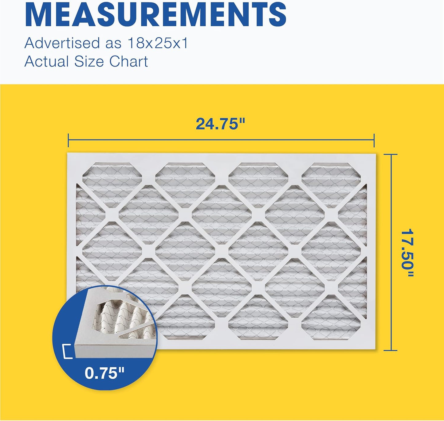 Aerostar 18x25x1 MERV 13, Pleated Air Filter, 18x25x1, Box of 6, Made in the USA