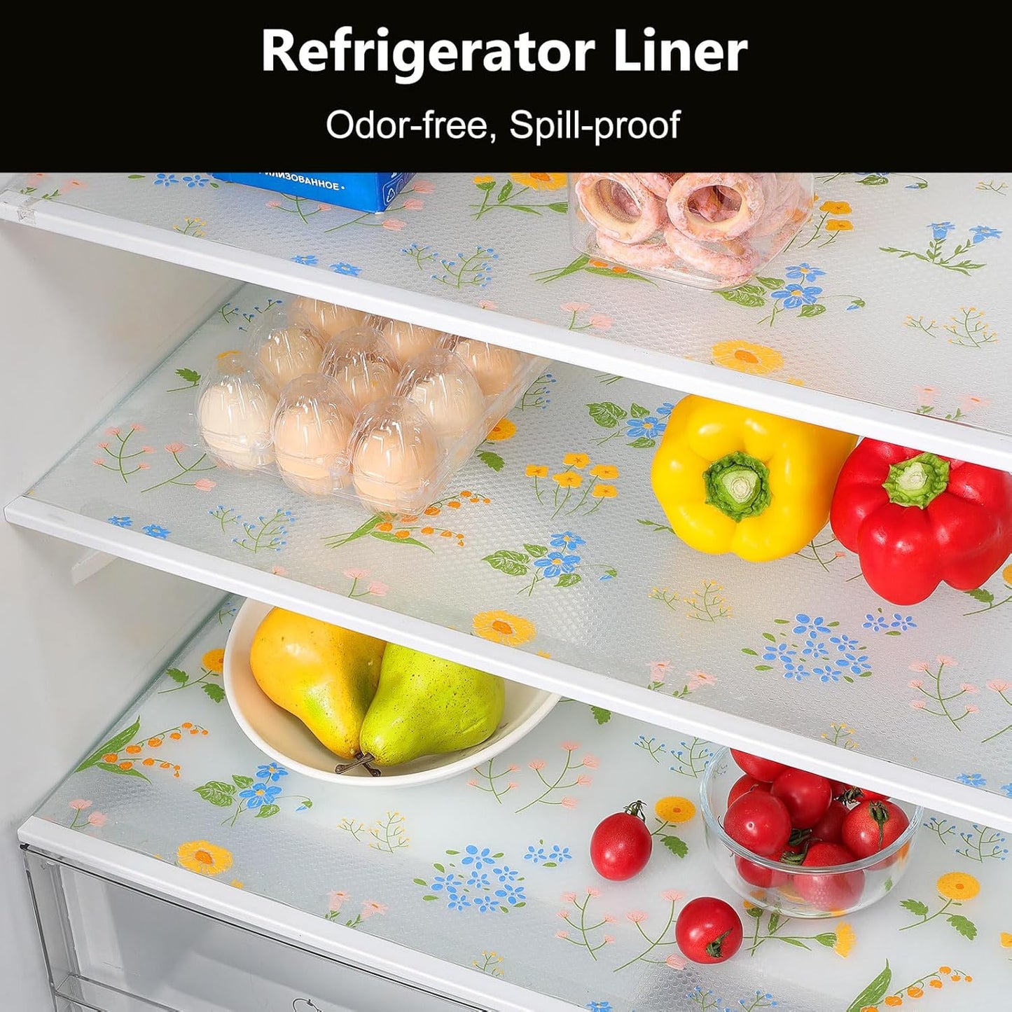 INNOLITES Non-Slip Shelf Liner – Cabinet & Drawer Liner Non-Adhesive – Waterproof Oil-Proof – Durable EVA with Floral for Kitchen Cabinets Refrigerator – BPA-Free, Easy to Cut 23.6" x 360"