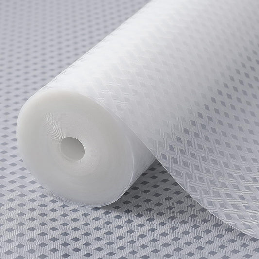Shelf Liners for Kitchen Cabinets Refrigerator Liners Waterproof & Oil-Proof Kitchen Cupboard Liner Non-Slip Drawer Mats EVA Material Non Adhesive Fridge Liner for Shelves (23.6 x 157.4 inches, Clear)