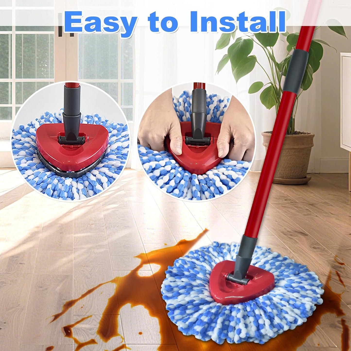 Mop Heads Replacements for Ocedar, 3 Pack Mop Replace Head for Ocedar RinseClean 2-Tank System, Spin Mop Replacement Head with 2 Scrubber Mop Head, Microfiber Mop Refills Deep Cleaning