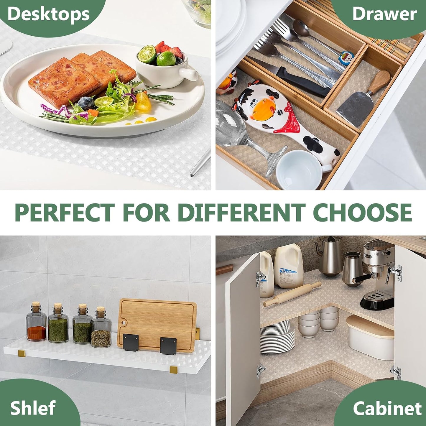 Shelf Liners, Non-Adhesive Drawer Liner, Waterproof & Oil-Proof Kitchen Cabinet Cupboard Liner Plastic EVA Material BPA Free Fridge Liner Mats Paper Protector for Shelves (Clear/12in x 240in)
