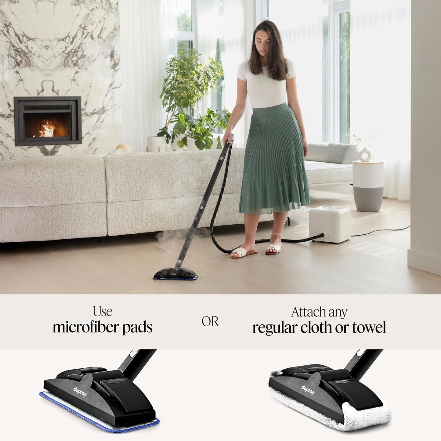 Dupray Neat Steam Cleaner with 20-piece Accesory Kit. For Multipurpose steam Cleaning Hardwood, Tile, Laminate and Sealed Floors, Couch, Furniture and more. *Kills 99.9% of Bacteria & Viruses
