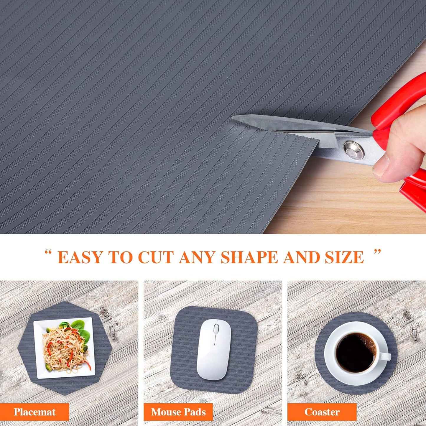 Shelf Liners for Kitchen Cabinets, 22Inch x 30Ft, Non Adhesive Shelf Liner, Non-Slip Kitchen Drawer Liners, Waterproof Durable Cabinet Liners for Shelves, Refrigerator, Pantry, Dark Gray