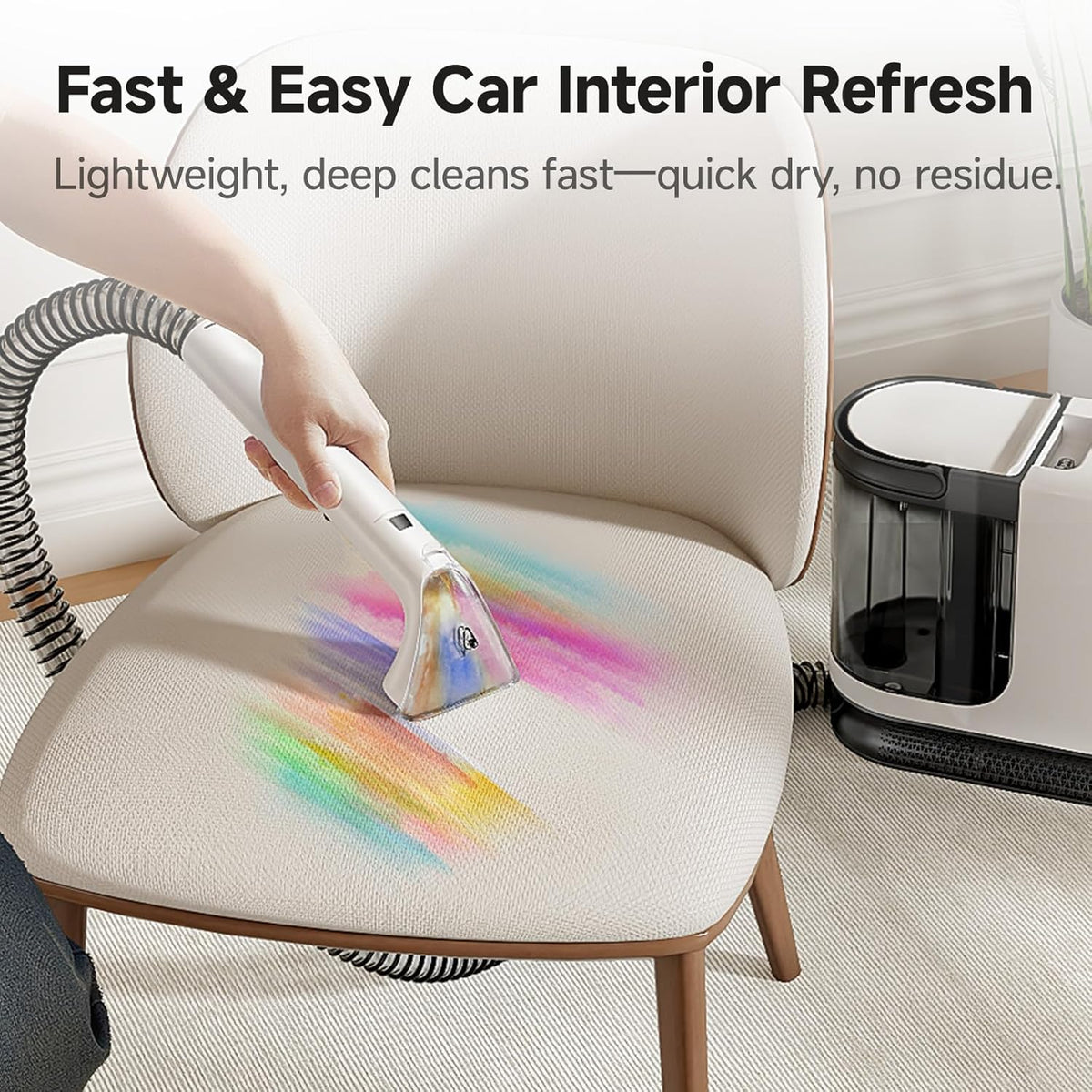 uwant Portable Carpet Cleaner with Steam& Hot Water System 18Kpa Powerful Suction Carpet Cleaner with 4 Cleaning Tools& Solution 2 in 1 Upholstery Cleaner Steam Cleaner for Pets, Car (Small 18Kpa)