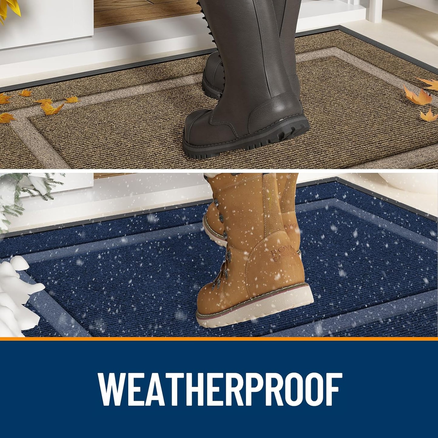 OLANLY Front Door Mat Indoor Outdoor Entrance, Waterproof All-Season, All-Weather Doormat, Sturdy Natural Rubber, Fade Resistant, Low Profile, Easy Clean Patio Porch Entryway Mat, 47x17, Wine Red