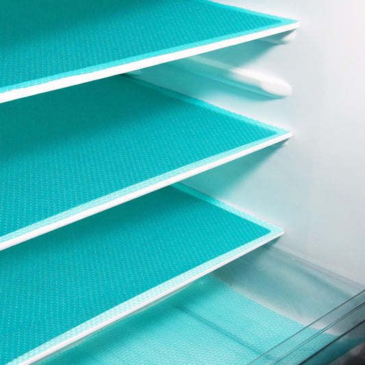 8Pcs Refrigerator Liners, Washable Fridge Liner Mats Covers Pads for Glass Shelf Cupboard Cabinet Drawer Home Kitchen Accessories Organization (Blue)