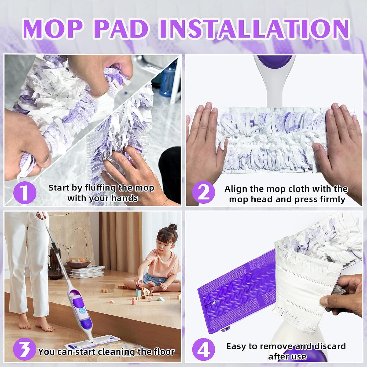 10 Count ‌Disposable Heavy-Duty Power Mop Pads Refills for Swiffer Power Mop,Replacement Floor Cleaning Refills, Non-Washable & Unscented, Compatible with Swiffer PowerMop (Quick-Absorb, No Residue)