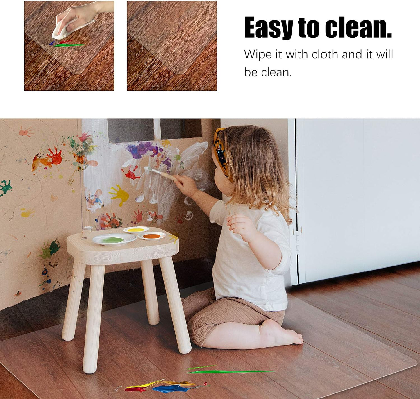 Kuyal Clear Chair mat for Hard Floors 48 x 48 inches Transparent Floor Mats Wood/Tile Protection Mat for Office & Home(48" X 48" Square)