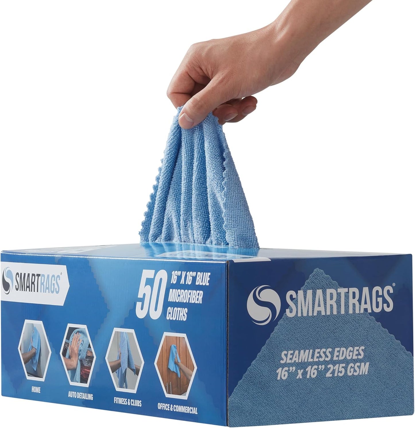 Arkwright Smart Rags in Box - (Pallet of 14400) Lint Free Microfiber Cleaning Cloth, Scratch & Streak-Free, Dispensable Wash Towels for Cars, Window Glass, and Auto Shop, 12 x 12 in, Blue