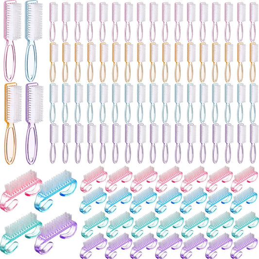 Patelai 200 Pcs Handle Grip Nail Brush Bulk Colorful Nail Scrubber Fingernail Brushes Hand Toes Cleaning Brushes Pedicure Scrubbing Tool for Men and Women, Multicolor Brush